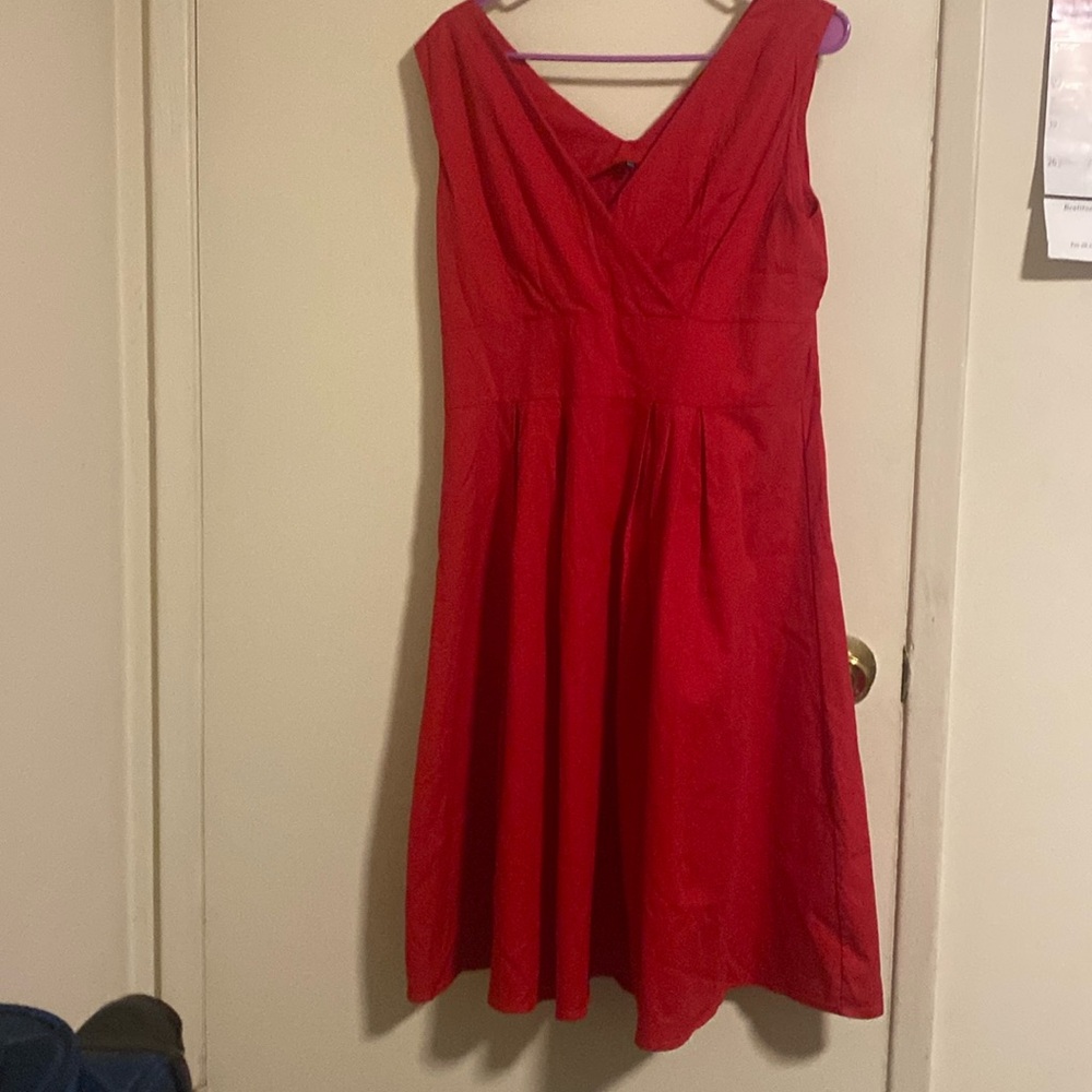 Hot pink midi summer dress, XXL, v neckline